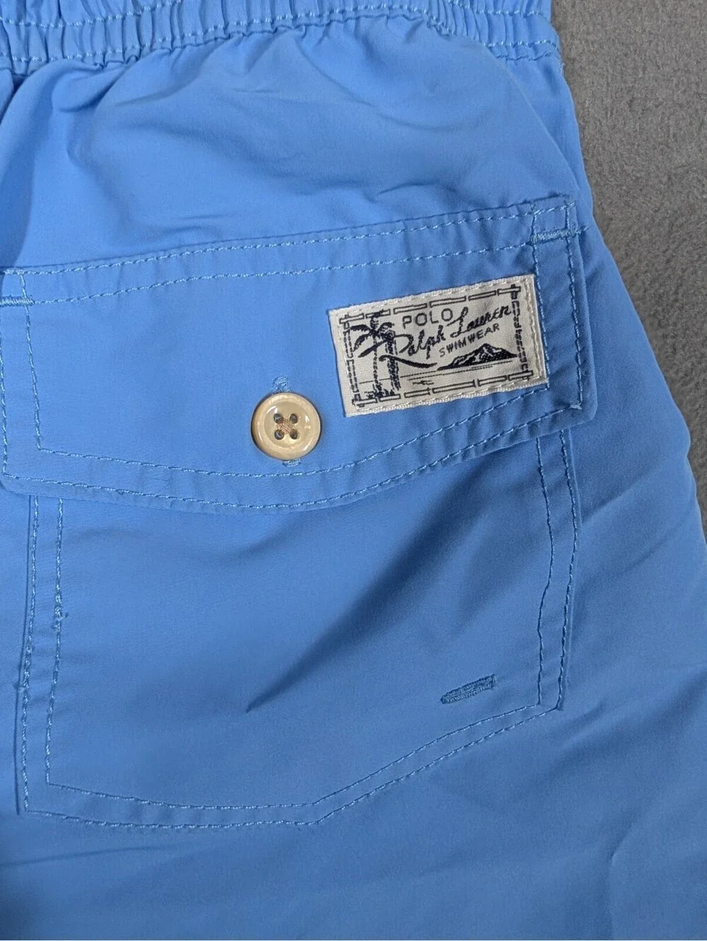Polo Ralph Lauren Boys M 10 12 Blue Yellow Pony Swim Trunks Mesh Lined Beachwear